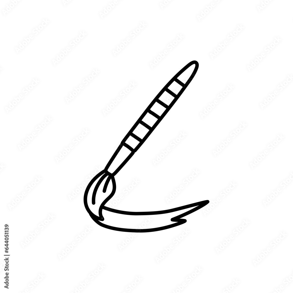 Hand drawn doodle paint brush. Vector sketch illustration of black outline art brush Hand drawn doodle paint brush. Vector sketch illustration of black outline art brush