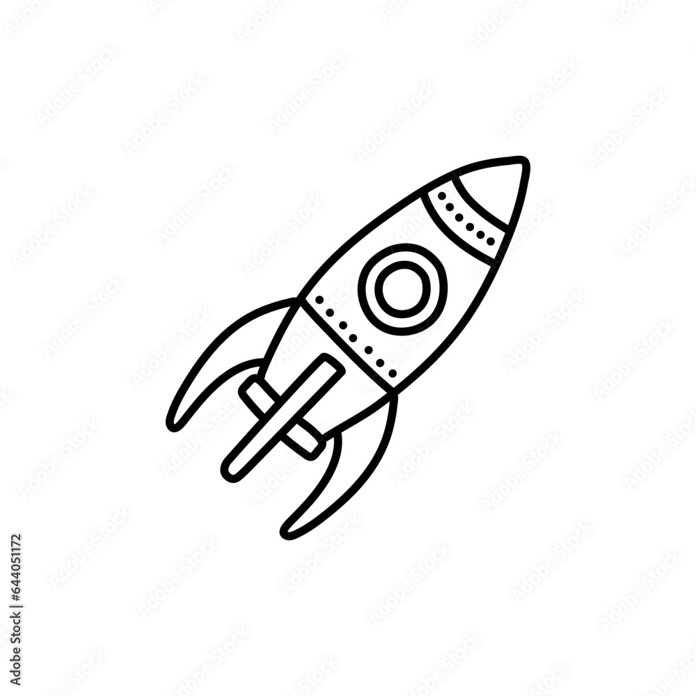 Rocket ship doodle icon. Hand drawn sketch in vector Rocket ship doodle icon. Hand drawn sketch in vector