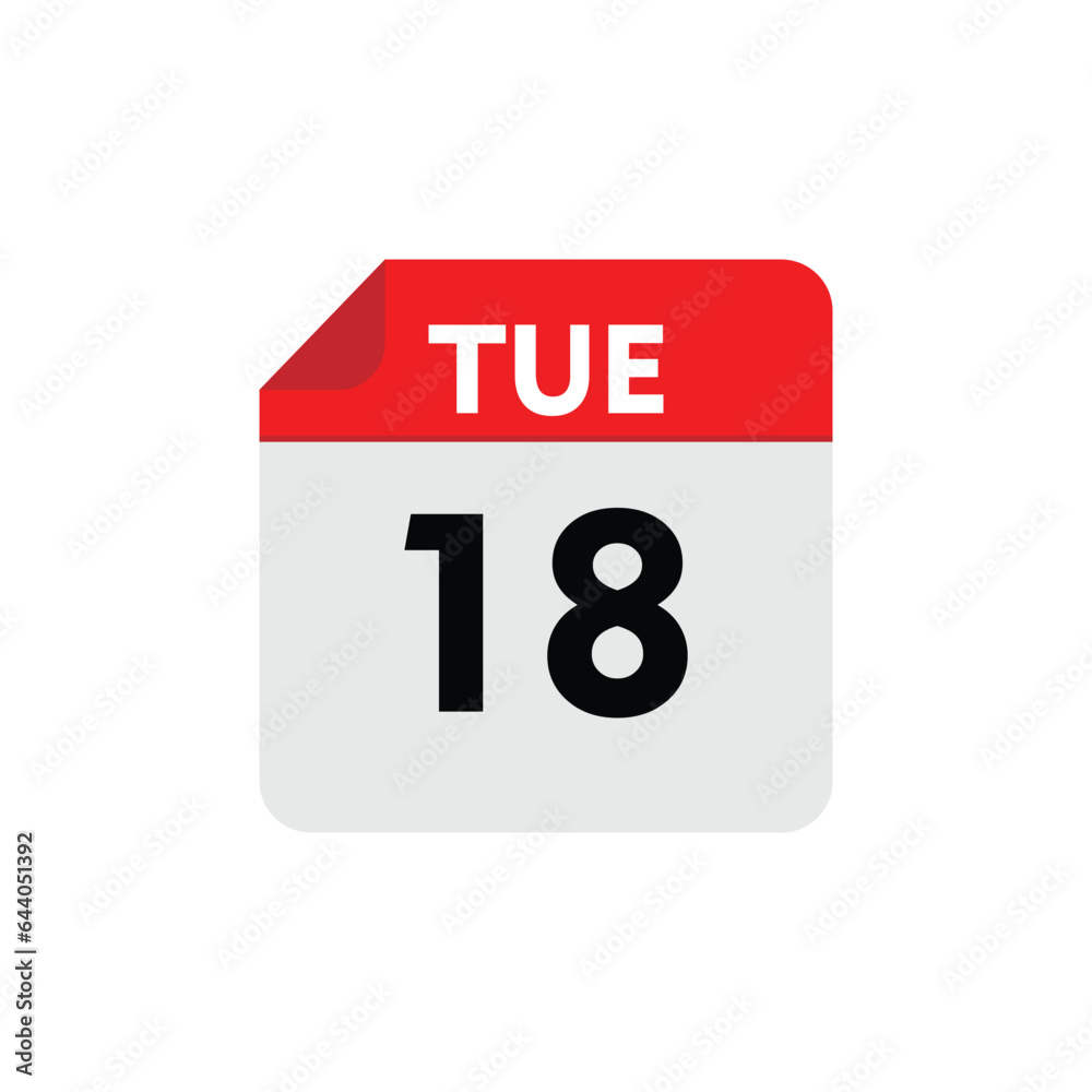 Fototapeta premium 18 tuesday icon with white background