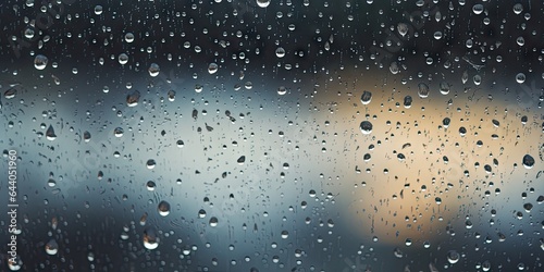 Car mirror in rain. Rainy day serenity. Abstract raindrops on window. Nature brushstrokes. Raindrop artistry on glass