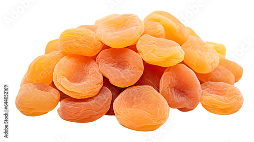 Many dried apricots isolated on white background, PNG