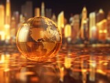 Globe on the abstract background. Global business concept 3D illustration