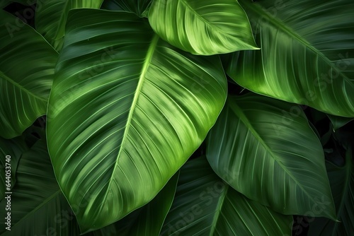 Leaves of green tropical tree. Generative AI