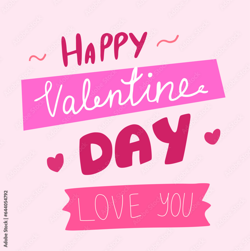 happy valentine's day lettering, print for printing 