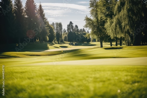 Golf Course - Leisure Sport - Soft Focus Background - AI Generated