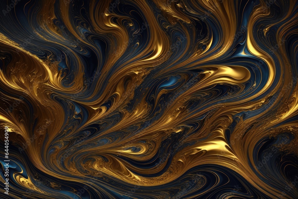 Abstract texture of flow golden and dark liquid colors. Digital art. Generative AI Abstract texture of flow golden and dark liquid colors. Digital art. Generative AI