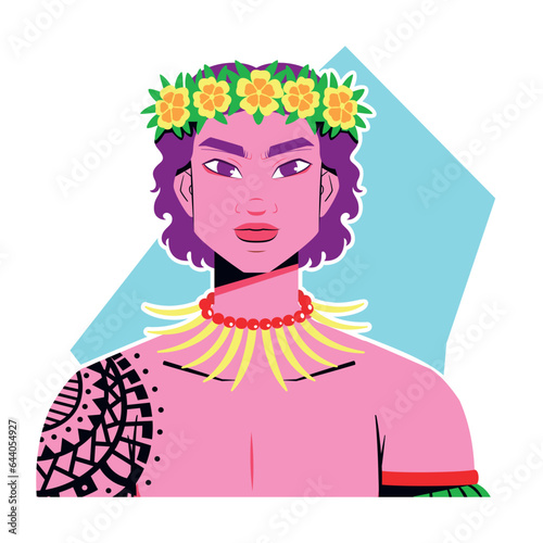 vector oceania native male cartoon illustration isolated