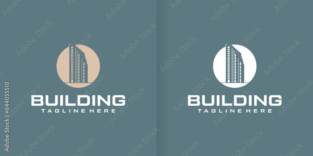 Minimalist architecture logo with line art style. Modern design branding for real estate, building, architecture, construction and renovation