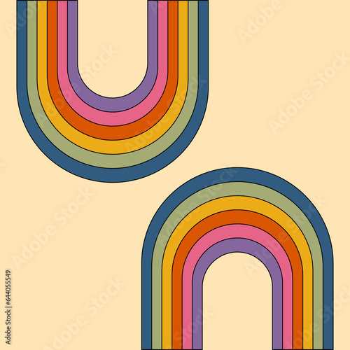 Retro Rainbow Design,Nostalgic Retro Rainbow Graphics, Rainbow Decal, Retro Rainbow Art