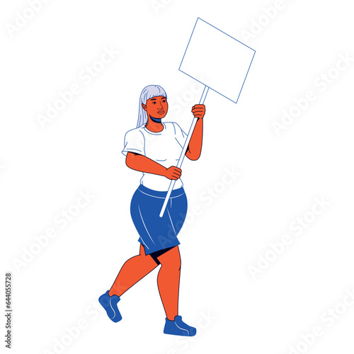 vector protest woman cartoon illustration isolated sticker