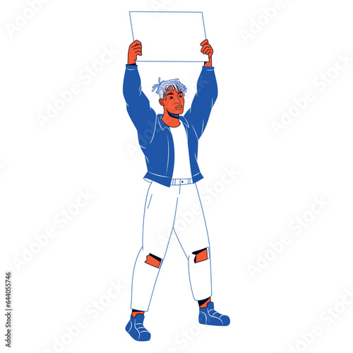 vector protest man cartoon illustration isolated sticker