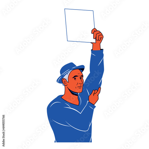 vector protest man cartoon illustration isolated sticker
