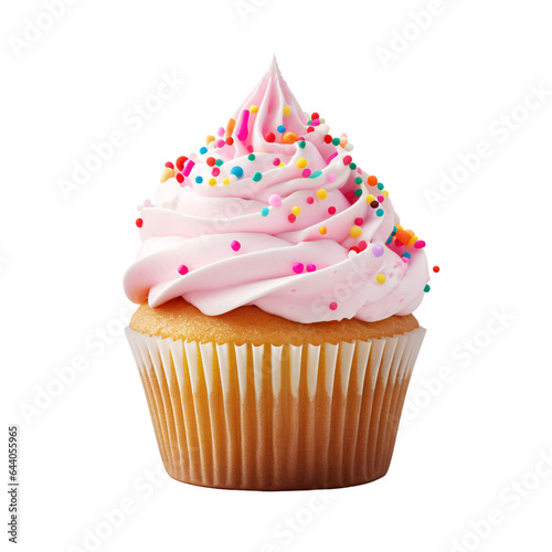cupcake with cream isolated on a clear background, PNG