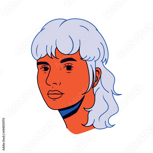 Vector Young Character Head Comic Style solated