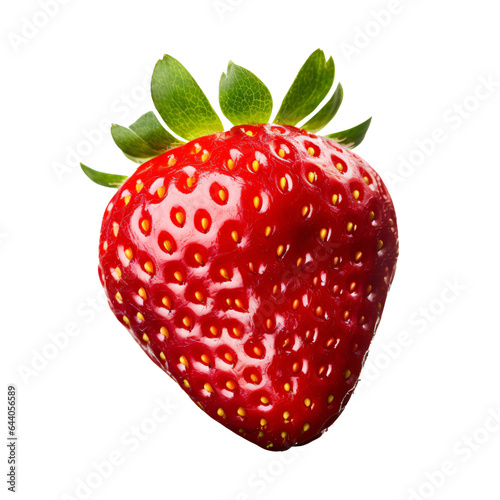 single strawberry isolated on transparent background