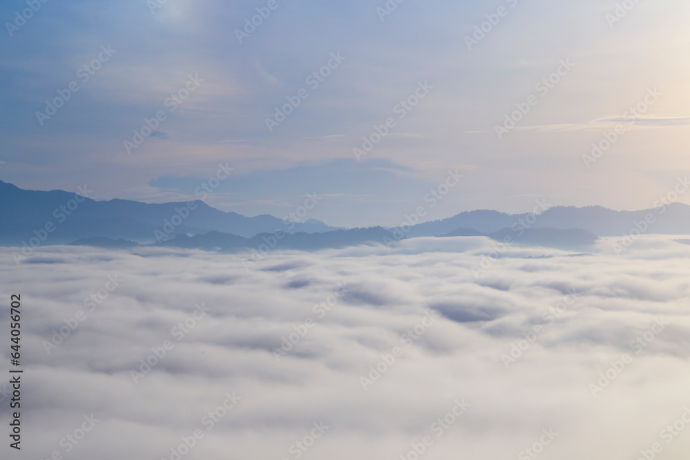 Khao Khai Nui, Sea of fog in the winter mornings at sunrise, New landmark to see beautiful scenery at Phang nga, Thailand. Khao Khai Nui, Sea of fog in the winter mornings at sunrise, New landmark to see beautiful scenery at Phang nga, Thailand.