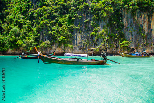 Longtail boats at the beautiful island, Thailand. © gamjai