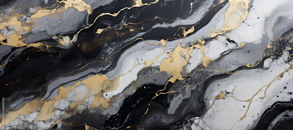 Black, white and gold marble style background