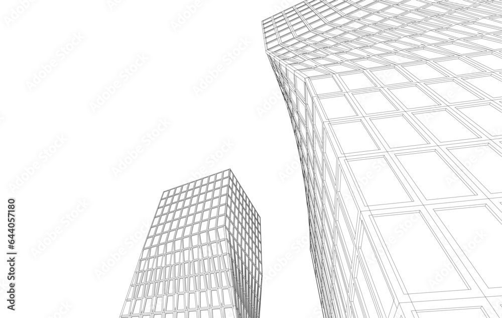 Fototapeta premium Modern buildings vector 3d illustration