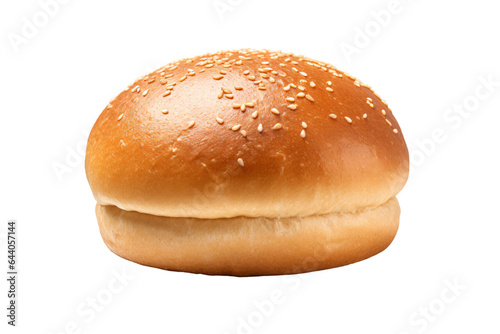 Fresh baked wheat bun isolated on a transparent background