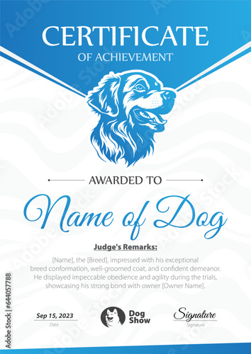 Dog Show Certificate Vector Illustration