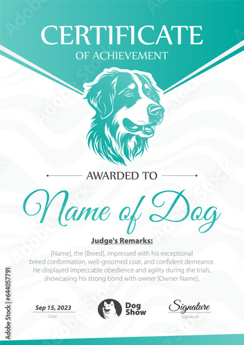 Dog Show Certificate Vector Illustration