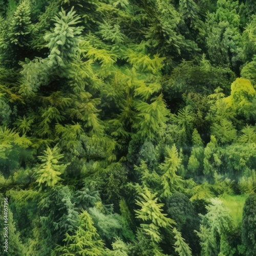 Top view of the green forest