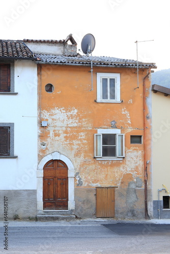 Aged House Facade in Rural Village in Lazio, Italy photo