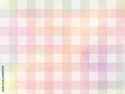 水彩とチェック模様の背景素材