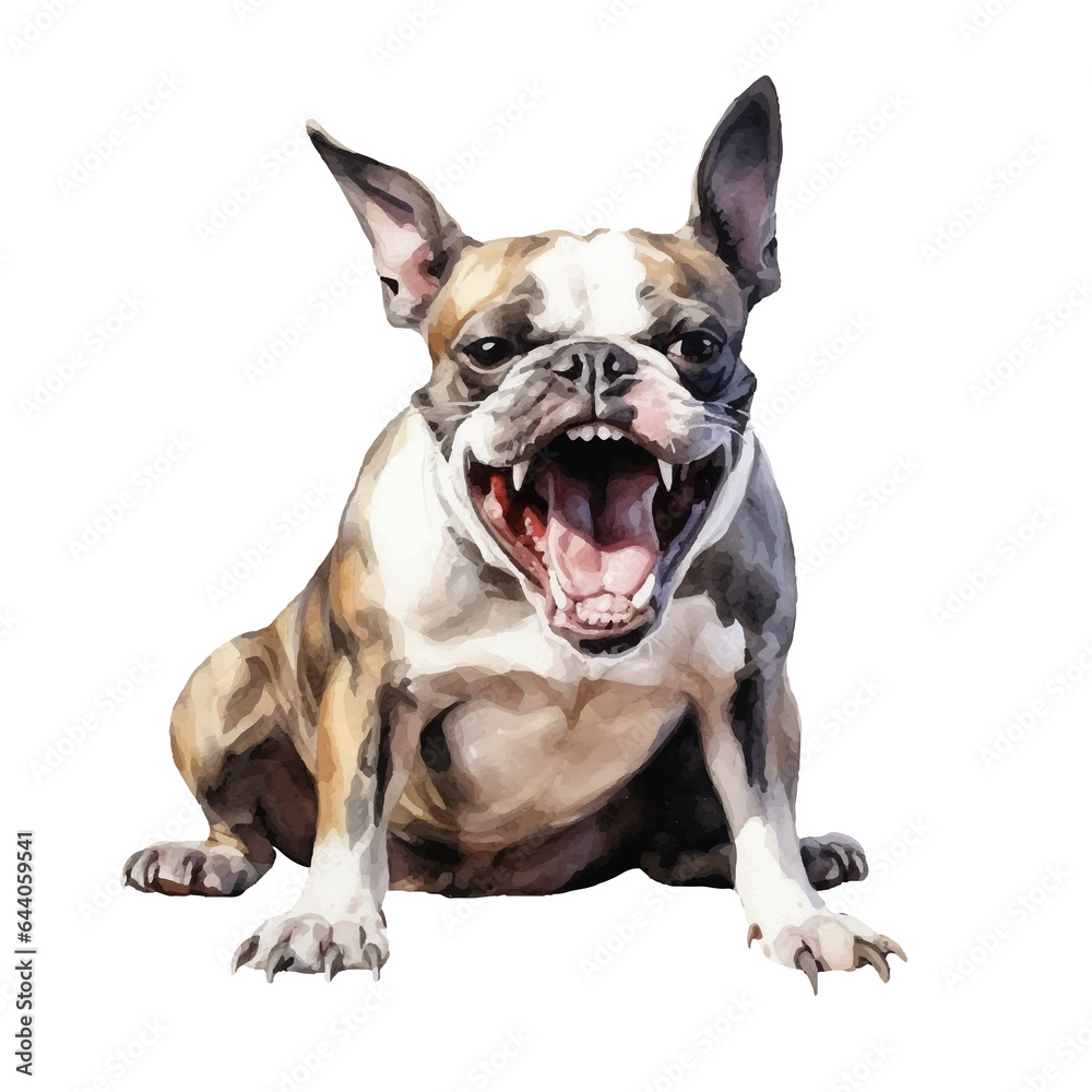 angry dog watercolor illustration, generative AI angry dog watercolor illustration, generative AI