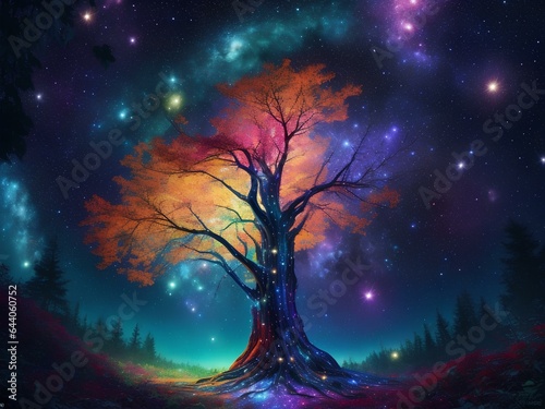 beautiful tree with beautiful color, created by ai generated