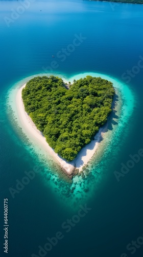 A heart shaped island in the middle of the ocean © cac_tus
