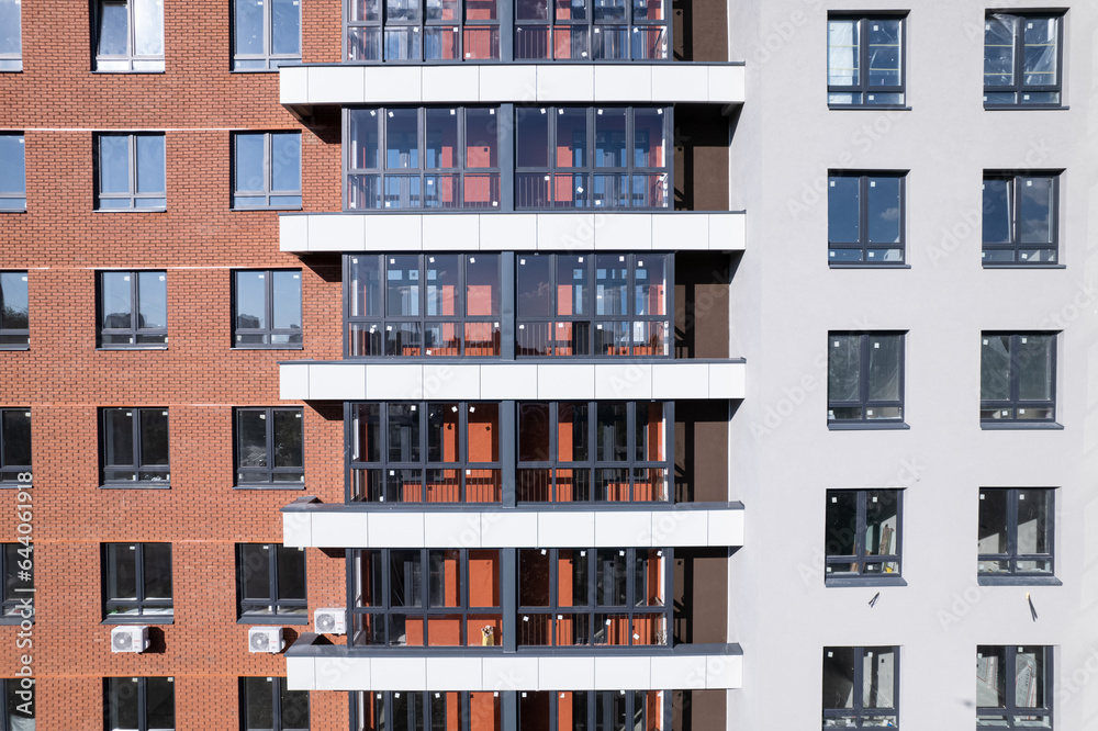 Facade of a modern residential building, building texture