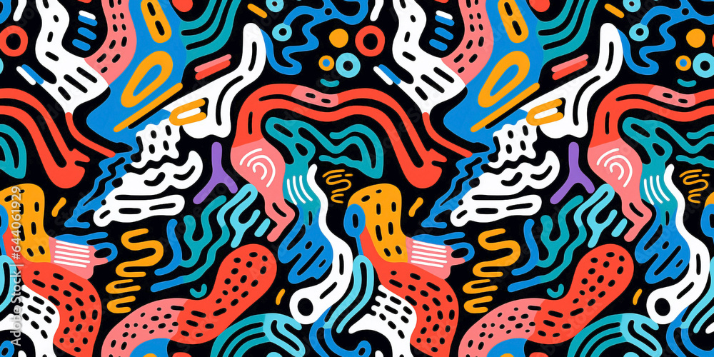 Abstract doodle of lines, spots and smudges in a seamless repeating pattern. Abstract doodle of lines, spots and smudges in a seamless repeating pattern.