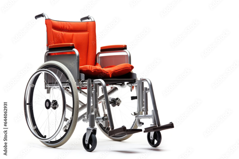 Wheelchair for people without the ability moving around, with disabilities, isolated on white