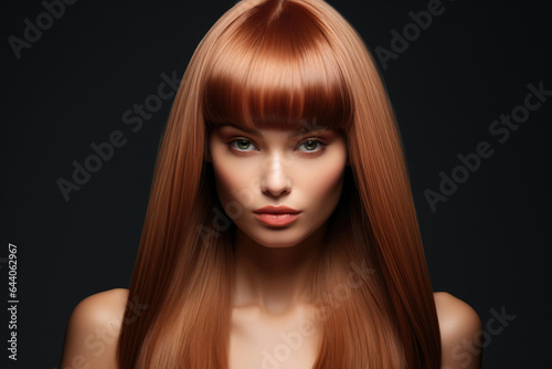 girl with luxurious smooth hair, the concept of keratin straightening