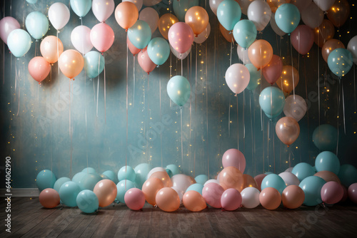 Party festive birthday photo zone with colorful balloons © Michael