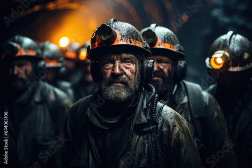 Male workers miners in a coal mine, selective focus © Michael