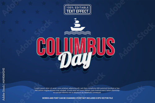 Editable text effect Columbus Day 3d cartoon template stlye modren premium vector photo