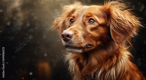 dog on the abstract background, dog face, close-up of dog face, dog portrait on background, looking dog © Gegham