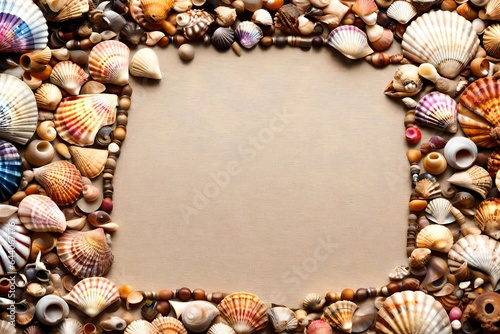 seashells frame on the sand