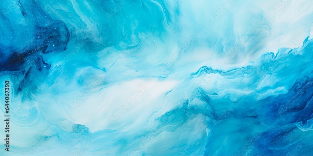 Blue Fluid Grunge Texture. Abstract Watercolor Wave Background with Teal Paint and Liquid Effect