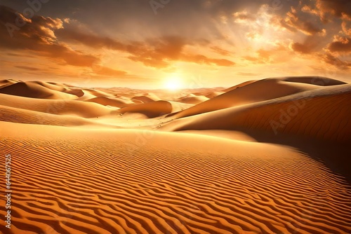 Surreal desert dreams: sand dunes dance beneath the blazing sun 