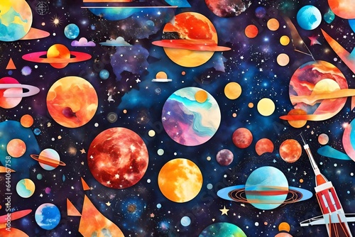 pattern with planets and stars