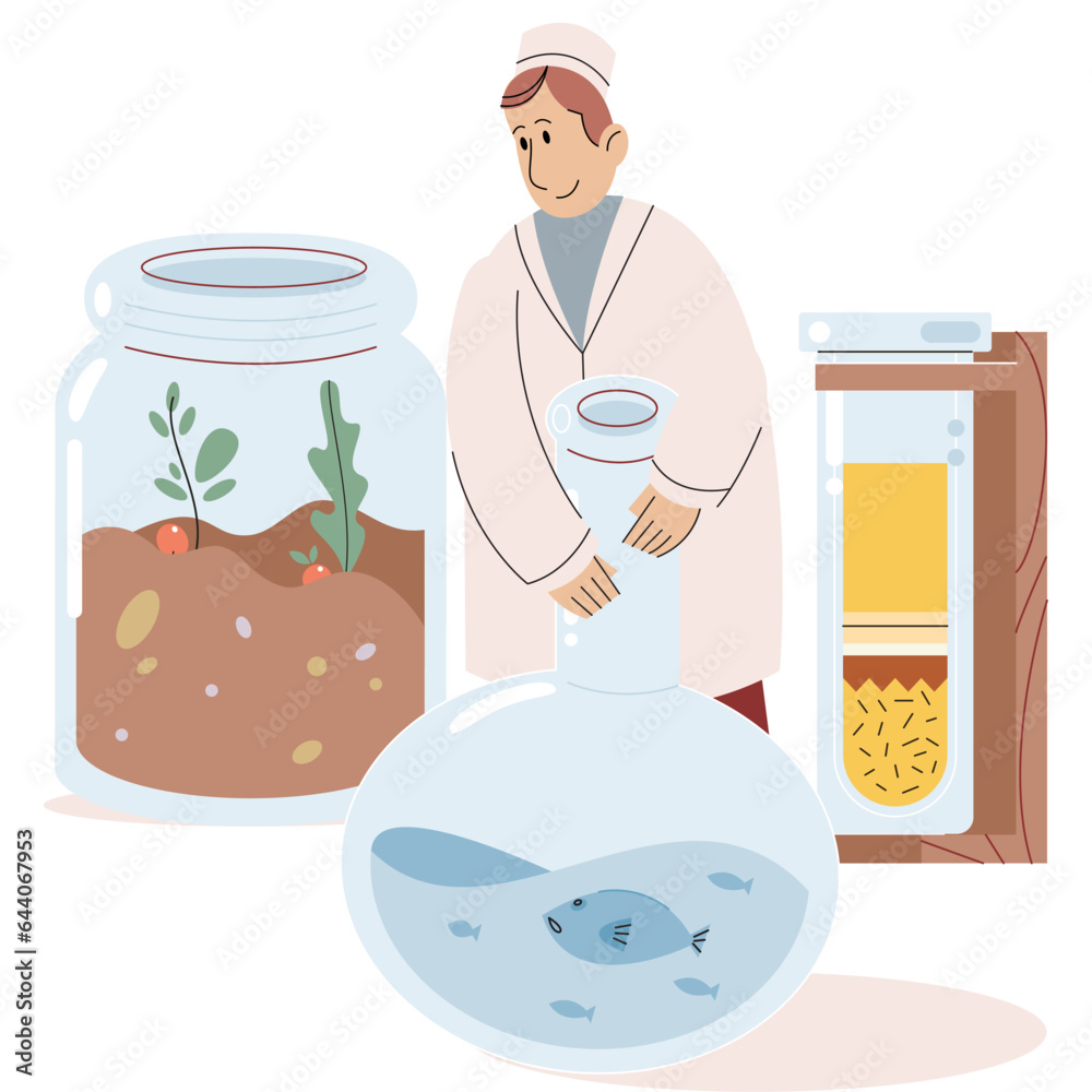 Scientists conducts research to study nature, makes laboratory analysis. Idea of education, botany, microbiology. Biologists study structure of plants, conduct experiments. Biological research Scientists conducts research to study nature, makes laboratory analysis. Idea of education, botany, microbiology. Biologists study structure of plants, conduct experiments. Biological research