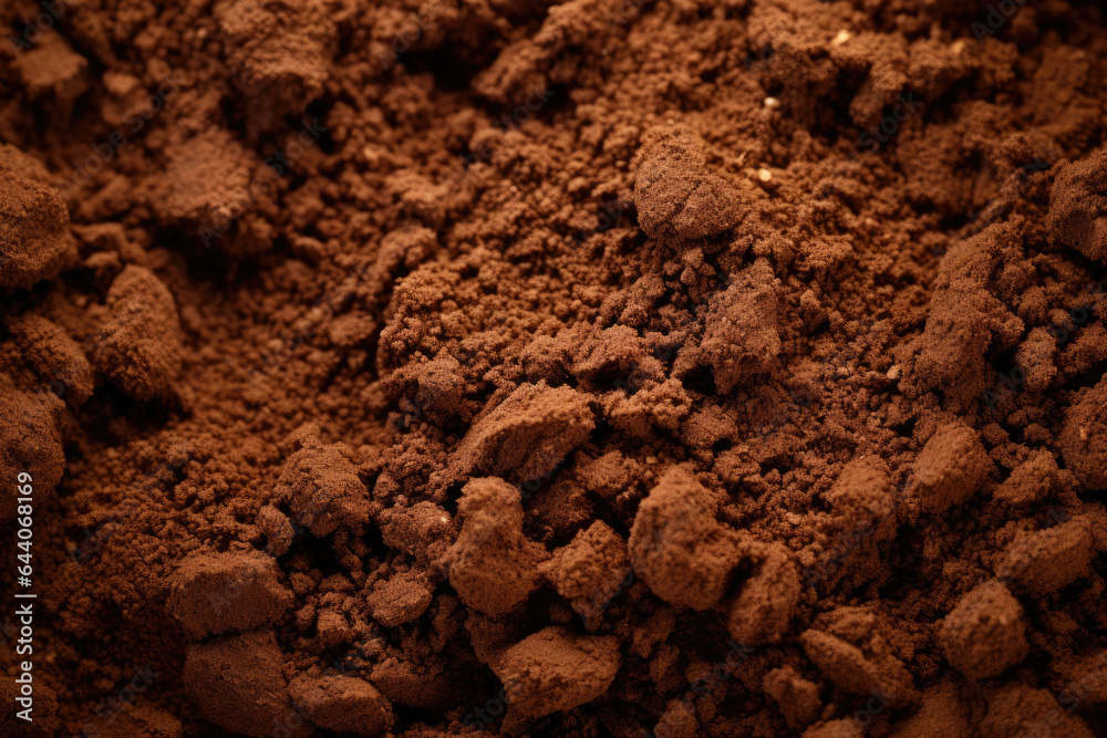 A Mesmerizing Close-Up of Richly Textured Coffee Grounds, Aromatic Brew Waiting to be Unleashed A Mesmerizing Close-Up of Richly Textured Coffee Grounds, Aromatic Brew Waiting to be Unleashed