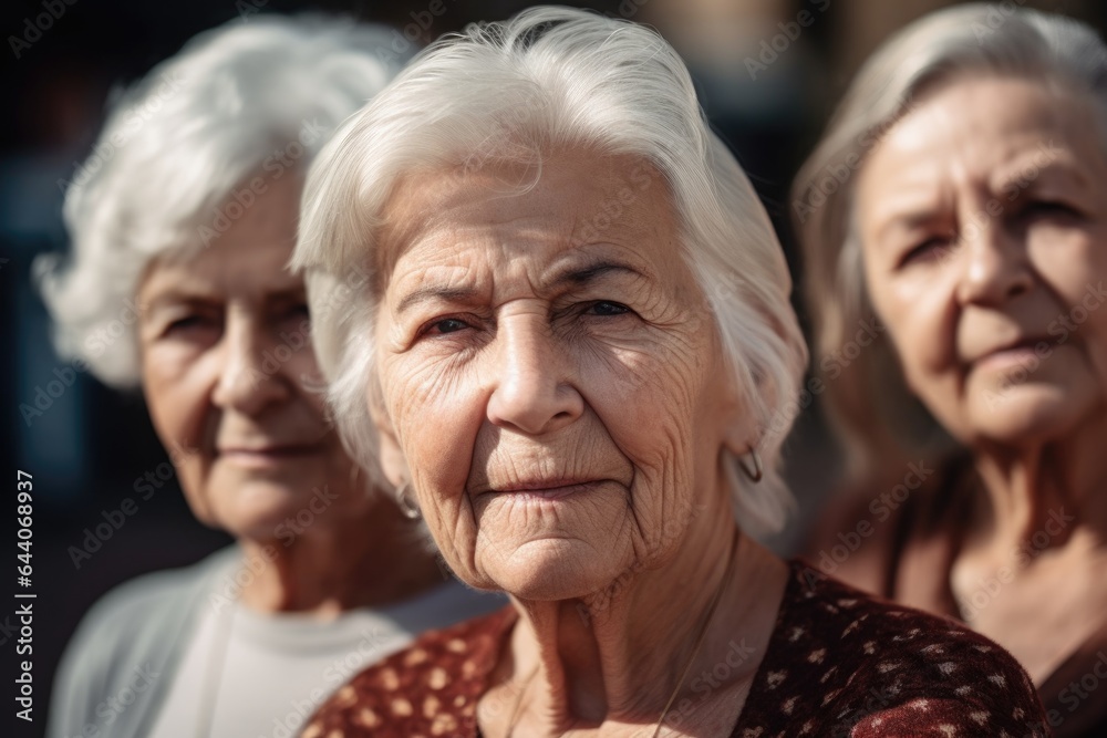 closeup shot of a group of senior women standing together and looking at the camera closeup shot of a group of senior women standing together and looking at the camera