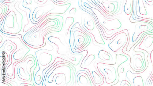 White background topography, vector lllustration, gradient colorful lines, digital art,backdrop, seamless, background for dekstop, backdrop, topology