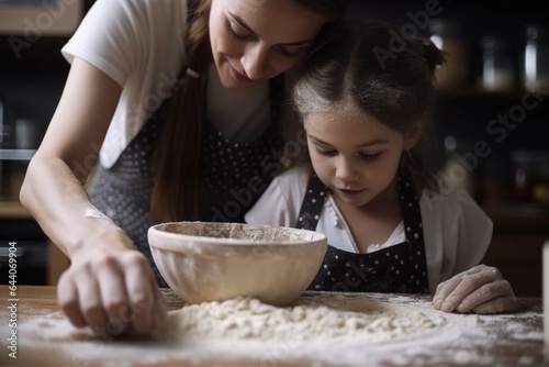cropped shot of a young girl baking with her mother in the kitchen