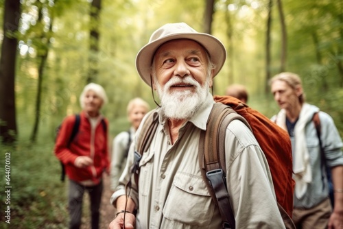 shot of a friendly senior man working as a tour guide while leading his group on nature hike